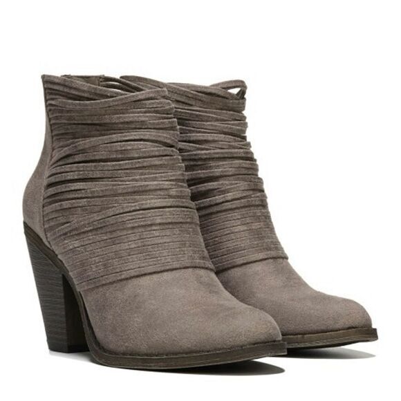 Fergalicious Wicket Taupe Strappy Almond Toe Ankle Booties - Picture 1 of 12